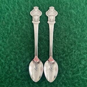 2 Vtg Rolex Bucherer Lucerne Switzerland Lion Souvenir Demitasse Spoons